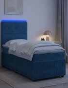 vidaXL LED легло с матрак с LED ленти Синьо 100 x 200 cm Кадифе