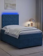 vidaXL LED легло с матрак с LED ленти Синьо 120 x 190 cm Кадифе
