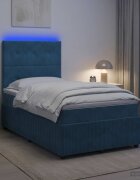 vidaXL LED легло с матрак с LED ленти Синьо 120 x 200 cm Кадифе