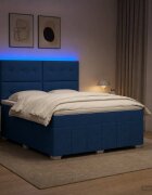 vidaXL LED легло с матрак с LED ленти Синьо 140 x 200 cm Текстил