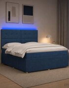 vidaXL LED легло с матрак с LED ленти Синьо 140 x 200 cm Текстил
