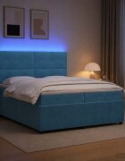 vidaXL LED легло с матрак с LED ленти Синьо 200 x 200 cm Кадифе