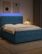 vidaXL LED легло с матрак с LED ленти Синьо 200 x 200 cm Кадифе