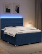vidaXL LED легло с матрак с LED ленти Синьо 200 x 200 cm Текстил