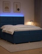 vidaXL LED легло с матрак с LED ленти Синьо 200 x 200 cm Текстил