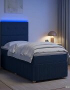 vidaXL LED легло с матрак с LED ленти Синьо 90 x 200 cm Текстил
