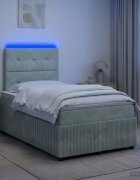vidaXL LED легло с матрак с LED ленти Светлосиво 120 x 200 cm Кадифе