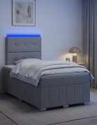 vidaXL LED легло с матрак с LED ленти Светлосиво 120 x 200 cm Текстил