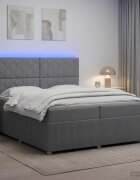 vidaXL LED легло с матрак с LED ленти Светлосиво 200 x 200 cm Текстил