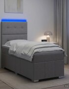 vidaXL LED легло с матрак с LED ленти Светлосиво 80 x 200 cm Текстил