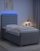 vidaXL LED легло с матрак с LED ленти Светлосиво 80 x 200 cm Текстил