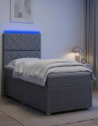 vidaXL LED легло с матрак с LED ленти Светлосиво 90 x 200 cm Текстил