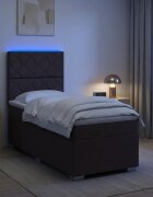 vidaXL LED легло с матрак с LED ленти Тъмен кафяв 100 x 200 cm Текстил
