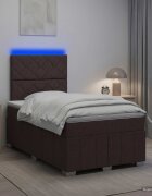 vidaXL LED легло с матрак с LED ленти Тъмен кафяв 120 x 190 cm Текстил