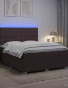 vidaXL LED легло с матрак с LED ленти Тъмен кафяв 160 x 200 cm Текстил