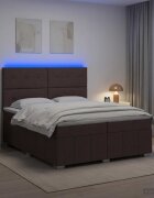 vidaXL LED легло с матрак с LED ленти Тъмен кафяв 200 x 200 cm Текстил
