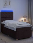 vidaXL LED легло с матрак с LED ленти Тъмен кафяв 80 x 200 cm Текстил