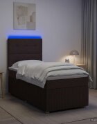 vidaXL LED легло с матрак с LED ленти Тъмен кафяв 90 x 200 cm Текстил