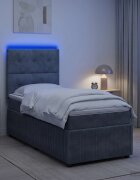 vidaXL LED легло с матрак с LED ленти Тъмносиво 100 x 200 cm Кадифе