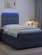 vidaXL LED легло с матрак с LED ленти Тъмносиво 120 x 190 cm Кадифе