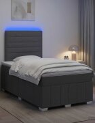 vidaXL LED легло с матрак с LED ленти Тъмносиво 120 x 200 cm Текстил