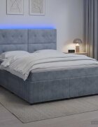 vidaXL LED легло с матрак с LED ленти Тъмносиво 140 x 190 cm Кадифе