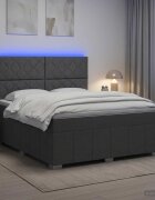 vidaXL LED легло с матрак с LED ленти Тъмносиво 160 x 200 cm Текстил