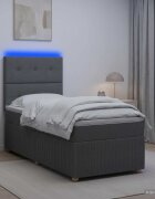 vidaXL LED легло с матрак с LED ленти Тъмносиво 80 x 200 cm Текстил