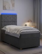 vidaXL LED легло с матрак с LED ленти Тъмносиво 80 x 200 cm Текстил