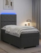 vidaXL LED легло с матрак с LED ленти Тъмносиво 90 x 190 cm Текстил