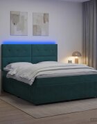 vidaXL LED легло с матрак с LED ленти Тъмнозелено 140 x 190 cm Кадифе
