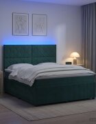 vidaXL LED легло с матрак с LED ленти Тъмнозелено 140 x 190 cm Кадифе