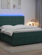 vidaXL LED легло с матрак с LED ленти Тъмнозелено 140 x 200 cm Кадифе