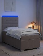 vidaXL LED легло с матрак с LED ленти Таупе 100 x 200 cm Текстил