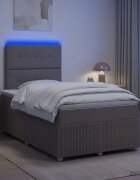vidaXL LED легло с матрак с LED ленти Таупе 120 x 190 cm Текстил