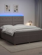 vidaXL LED легло с матрак с LED ленти Таупе 160 x 200 cm Текстил