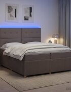 vidaXL LED легло с матрак с LED ленти Таупе 200 x 200 cm Текстил
