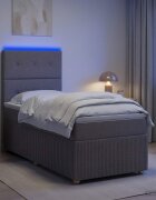 vidaXL LED легло с матрак с LED ленти Таупе 90 x 190 cm Текстил