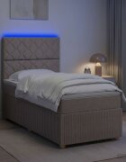 vidaXL LED легло с матрак с LED ленти Таупе 90 x 200 cm Текстил