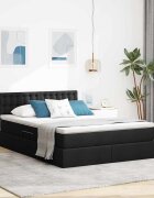 vidaXL LED легло за съхранение с матрак Черно 140 x 190 cm Текстил