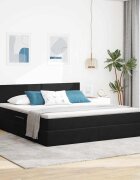 vidaXL LED легло за съхранение с матрак Черно 180 x 200 cm Кадифе