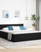 vidaXL LED легло за съхранение с матрак Черно 180 x 200 cm Кадифе