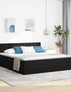 vidaXL LED легло за съхранение с матрак Черно 180 x 200 cm Кадифе