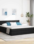 vidaXL LED легло за съхранение с матрак Черно 180 x 200 cm Текстил
