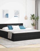 vidaXL LED легло за съхранение с матрак Черно 200 x 200 cm Кадифе