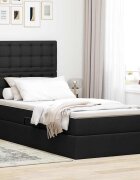 vidaXL LED легло за съхранение с матрак Черно 90 x 190 cm Текстил