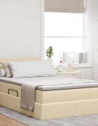 vidaXL LED легло за съхранение с матрак Кремав 120 x 200 cm Текстил