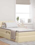 vidaXL LED легло за съхранение с матрак Кремав 90 x 190 cm Текстил