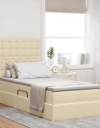 vidaXL LED легло за съхранение с матрак Кремав 90 x 190 cm Текстил