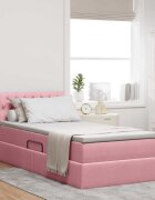 vidaXL LED легло за съхранение с матрак Розово 90 x 190 cm Кадифе